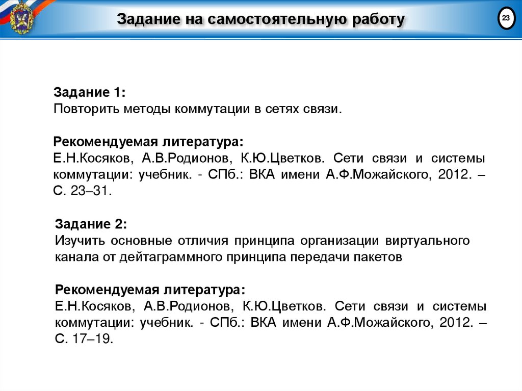 Задание на самостоятельную работу