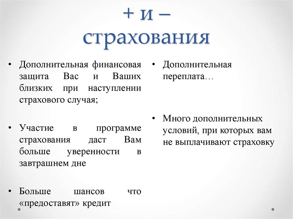 + и – страхования