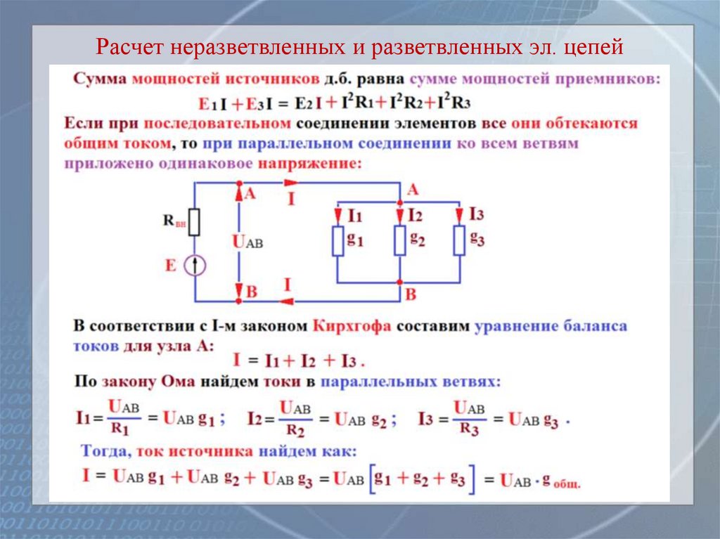 Расчет неразветвленных и разветвленных эл. цепей