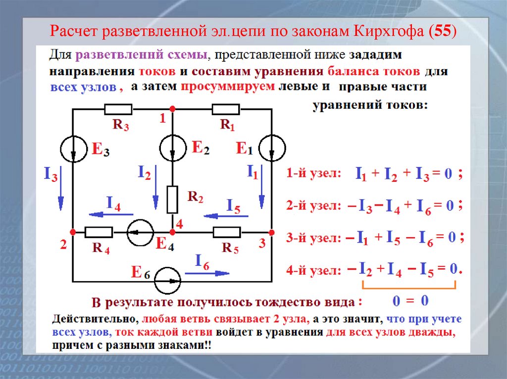 Расчет разветвленной эл.цепи по законам Кирхгофа (55)
