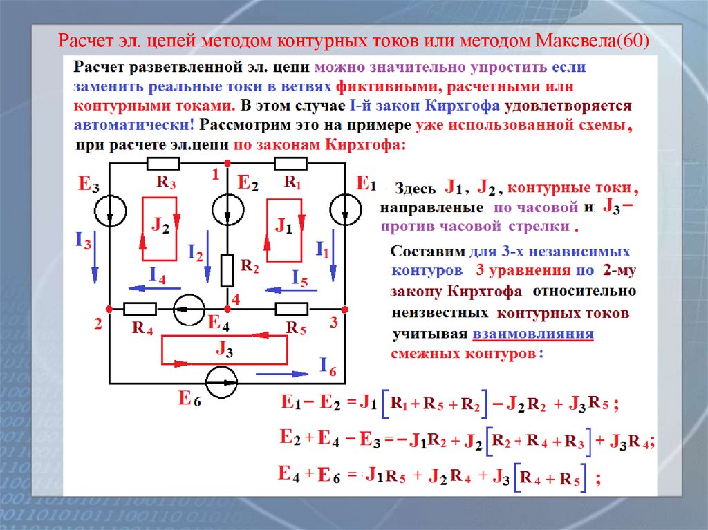 Расчет эл. цепей методом контурных токов или методом Максвела(60)