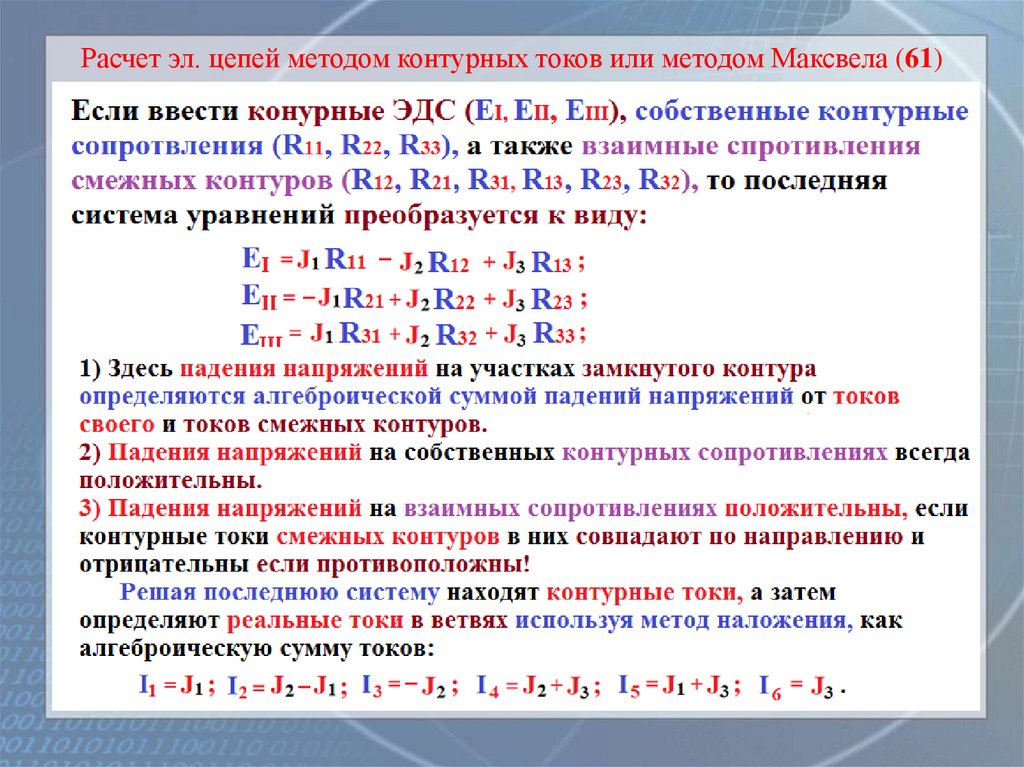 Расчет эл. цепей методом контурных токов или методом Максвела (61)