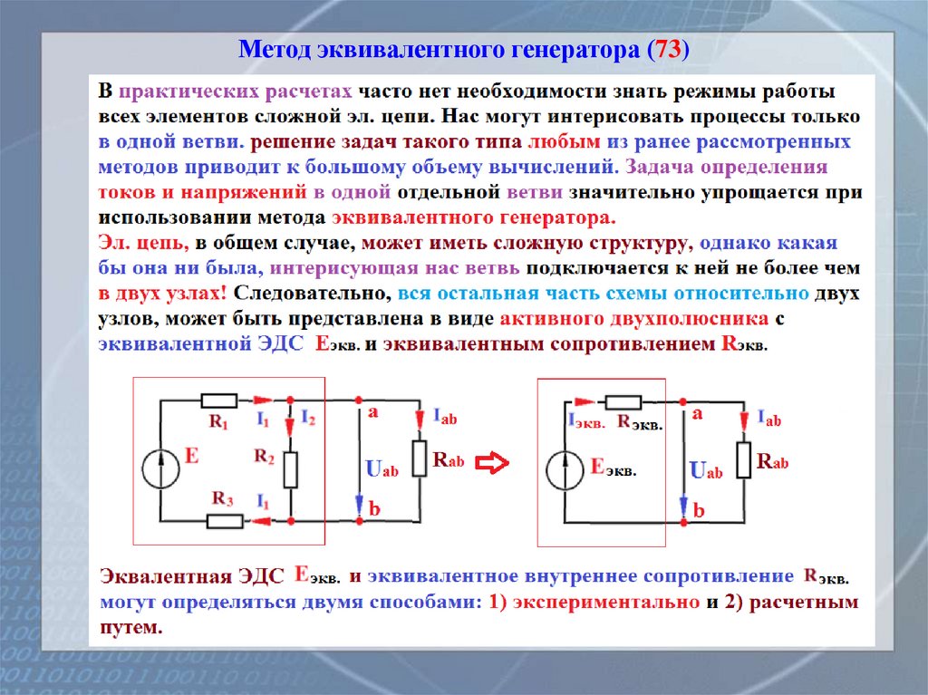 Метод эквивалентного генератора (73)