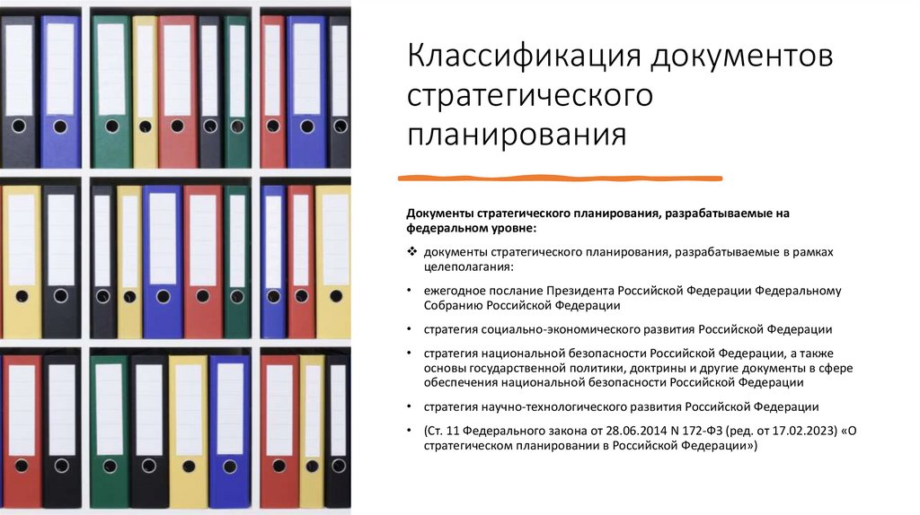 Классификация документов стратегического планирования