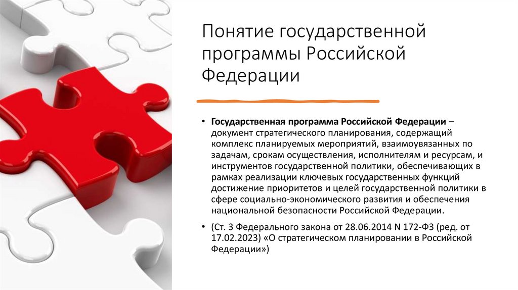 Понятие государственной программы Российской Федерации