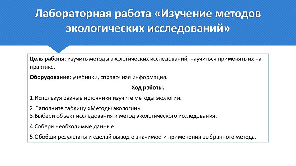 Лабораторная работа «Изучение методов экологических исследований»