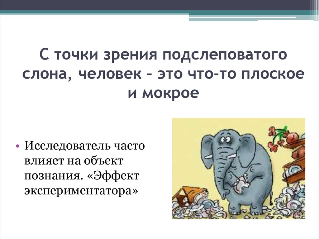 С точки зрения подслеповатого слона, человек – это что-то плоское и мокрое