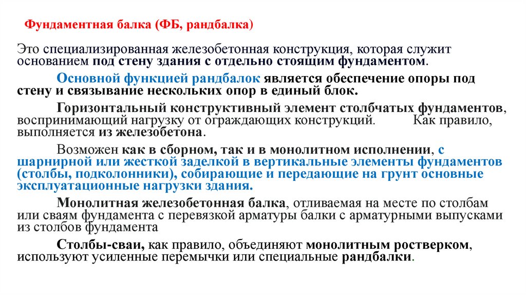 Фундаментная балка (ФБ, рандбалка)