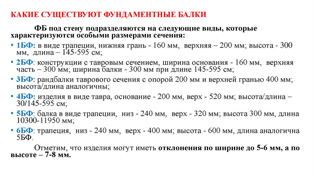 Какие существуют фундаментные балки