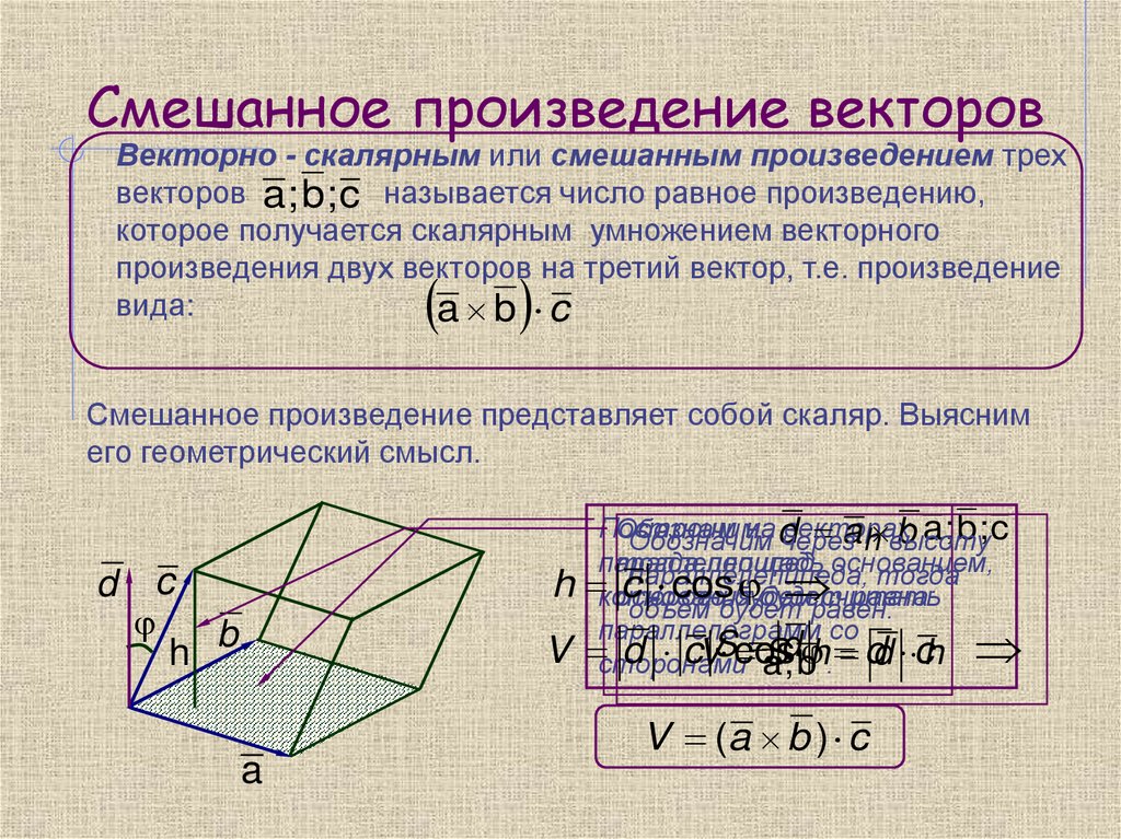 Смешанное произведение векторов