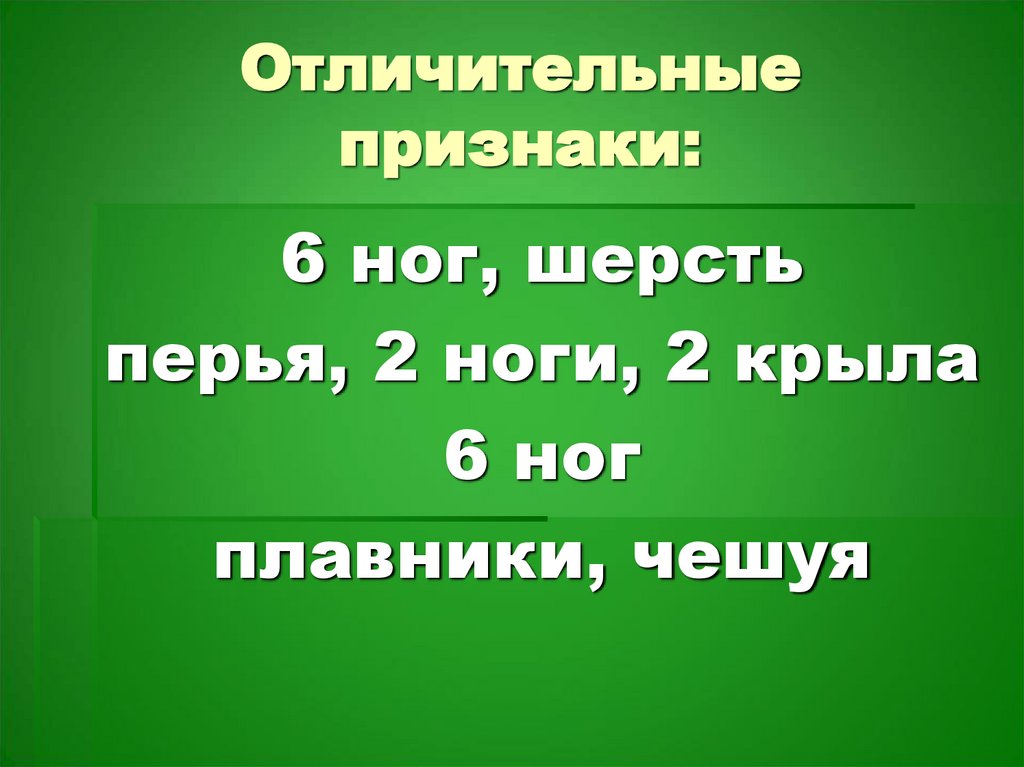 Отличительные признаки:
