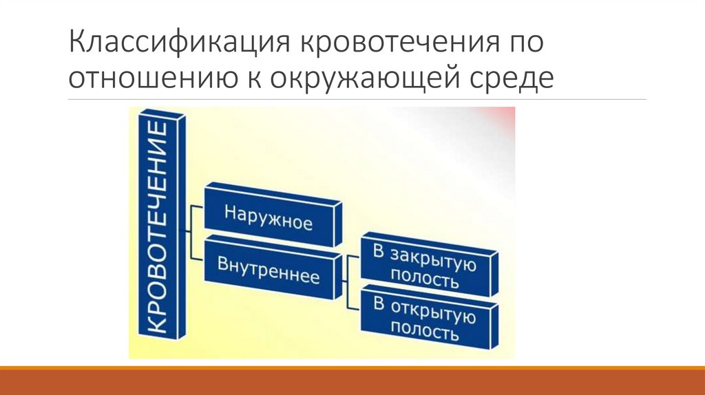 Классификация кровотечения по отношению к окружающей среде