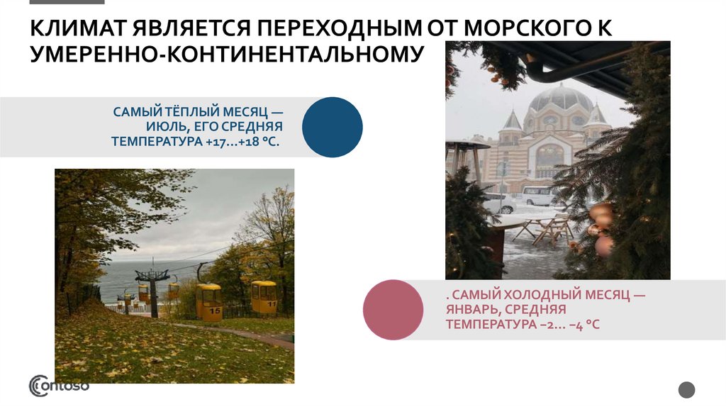 Климат является переходным от морского к умеренно-континентальному