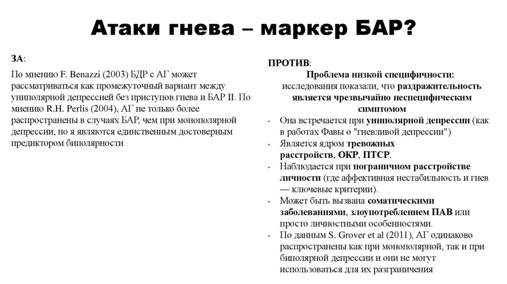 Атаки гнева – маркер БАР?