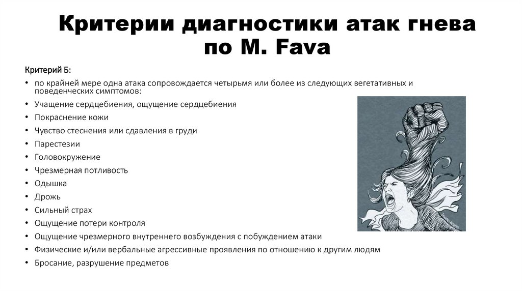 Критерии диагностики атак гнева по M. Fava