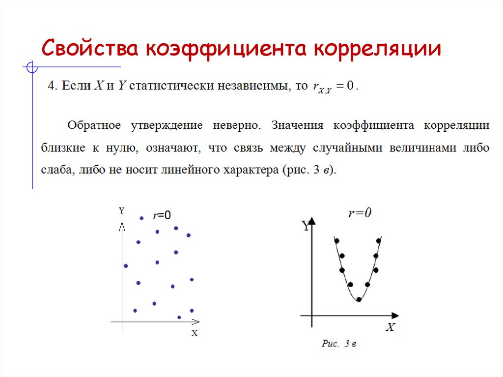 Свойства коэффициента корреляции
