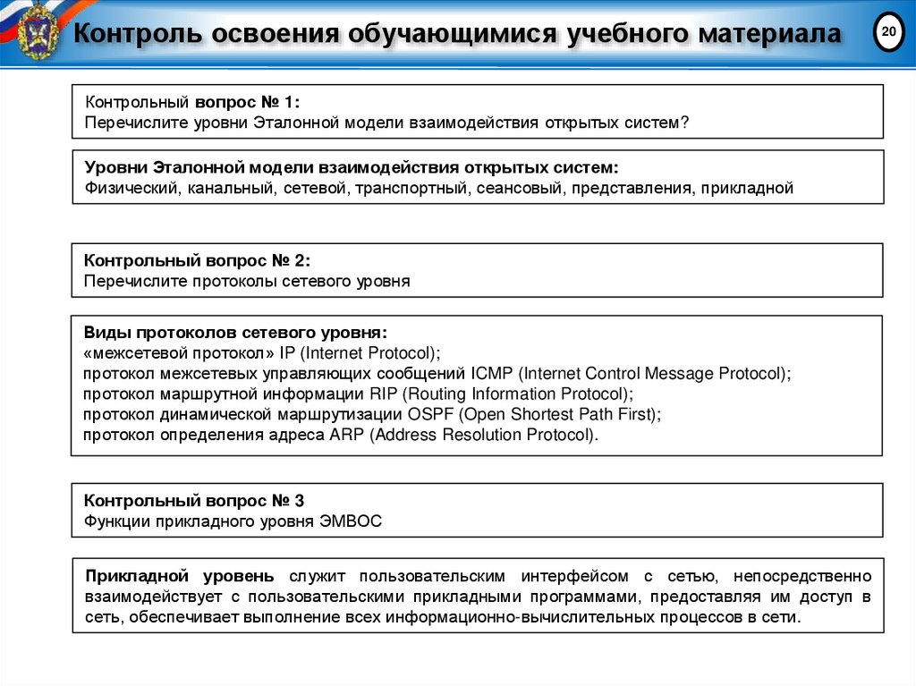 Контроль освоения обучающимися учебного материала
