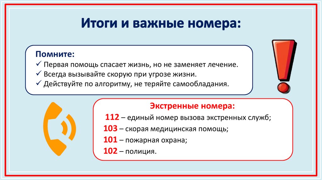 Итоги и важные номера: