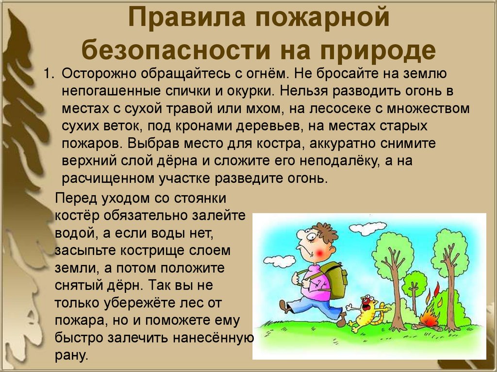 Правила пожарной безопасности на природе