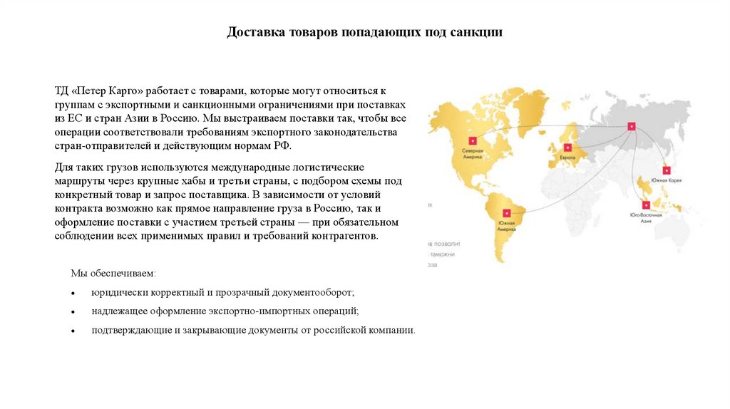 Доставка товаров попадающих под санкции