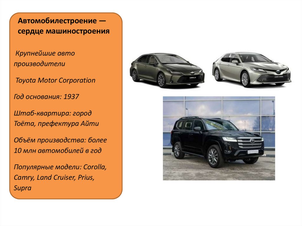 Автомобилестроение — сердце машиностроения