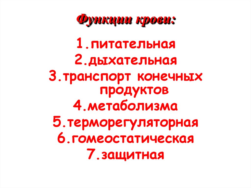 Функции крови: