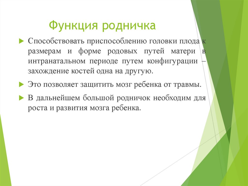 Функция родничка