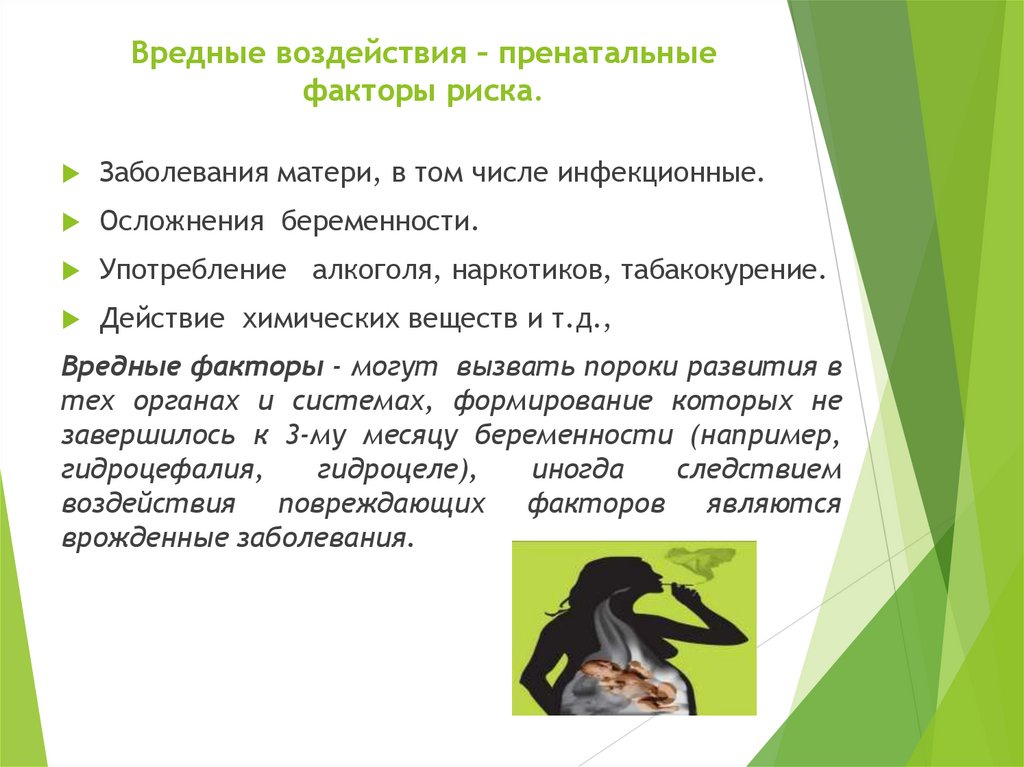 Вредные воздействия – пренатальные факторы риска.