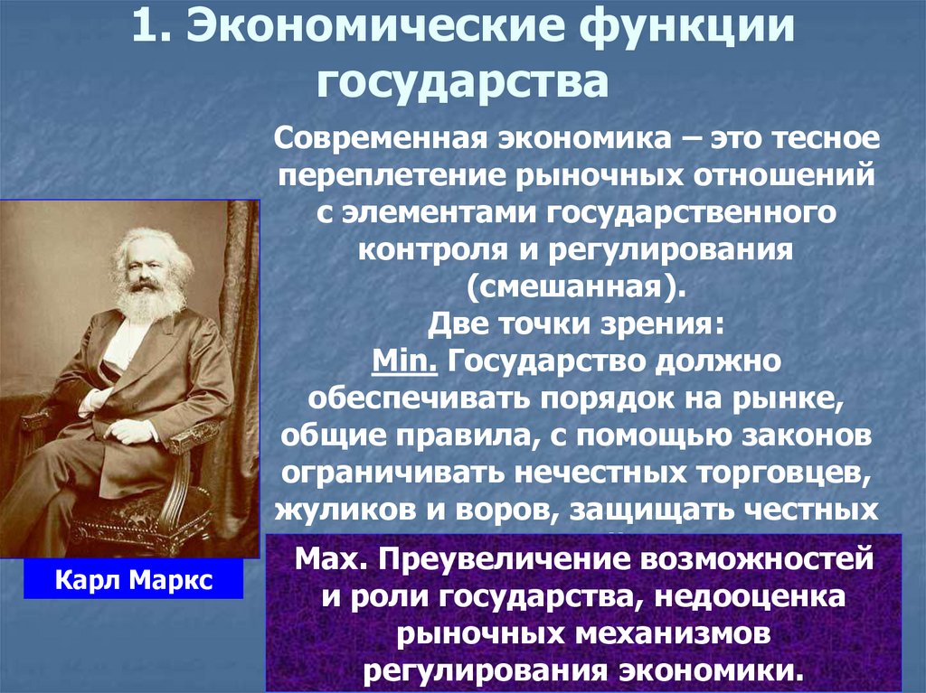1. Экономические функции государства