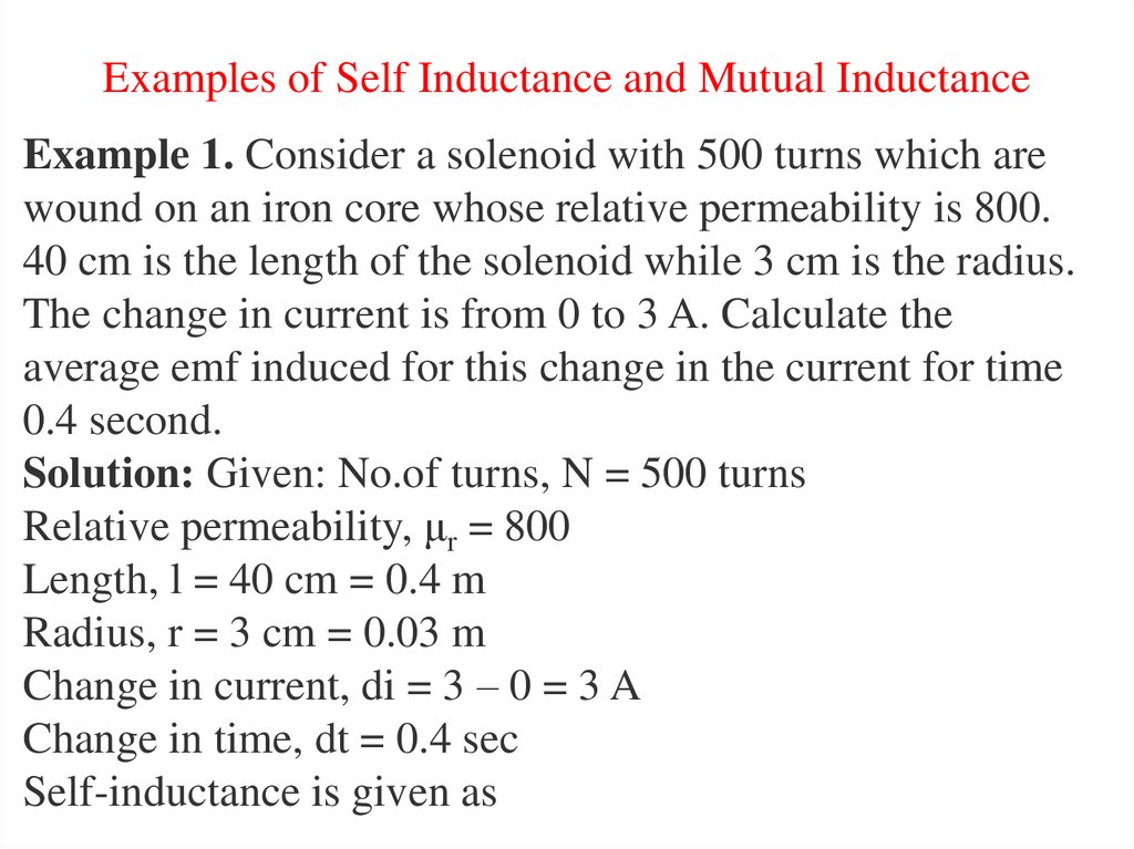 Examples of Self Inductance and Mutual Inductance