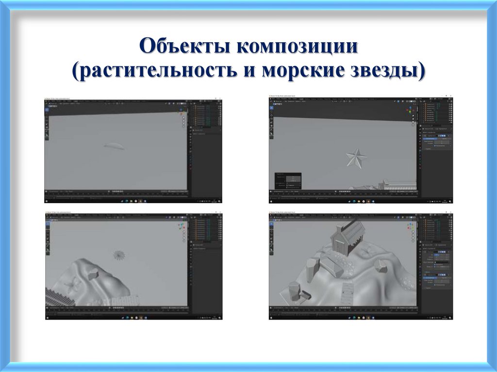 Объекты композиции (растительность и морские звезды)