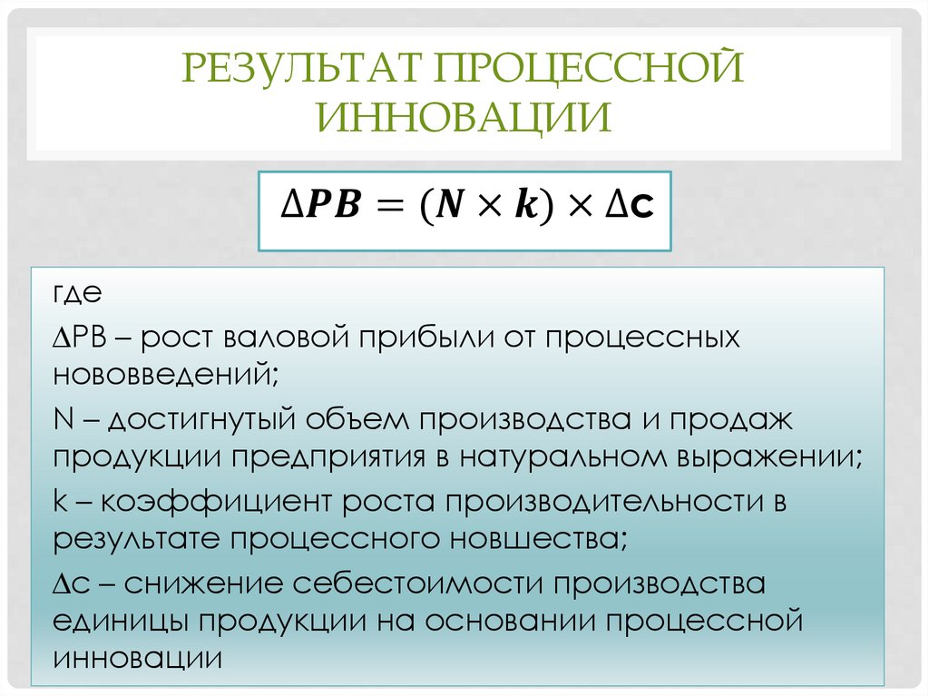 Результат процессной инновации
