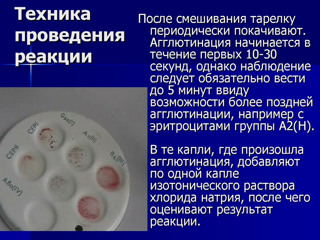 Техника проведения реакции