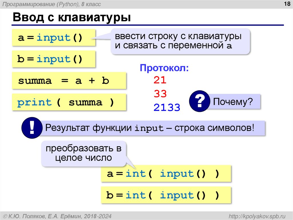 Ввод с клавиатуры