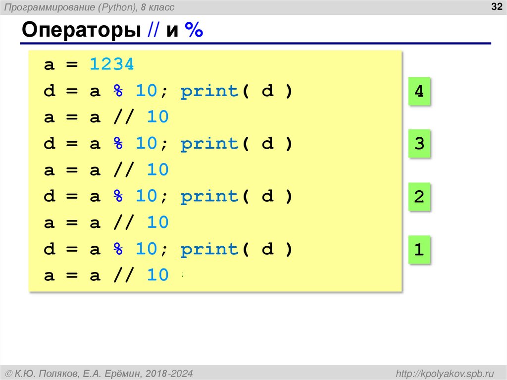 Операторы // и %