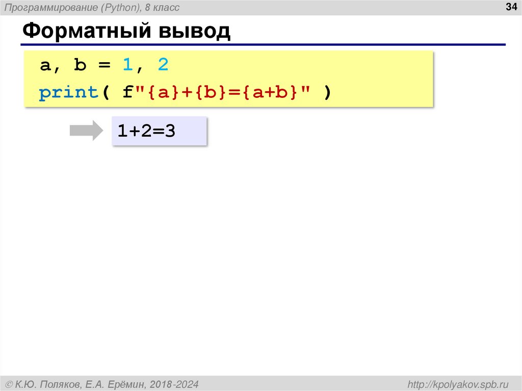 Форматный вывод