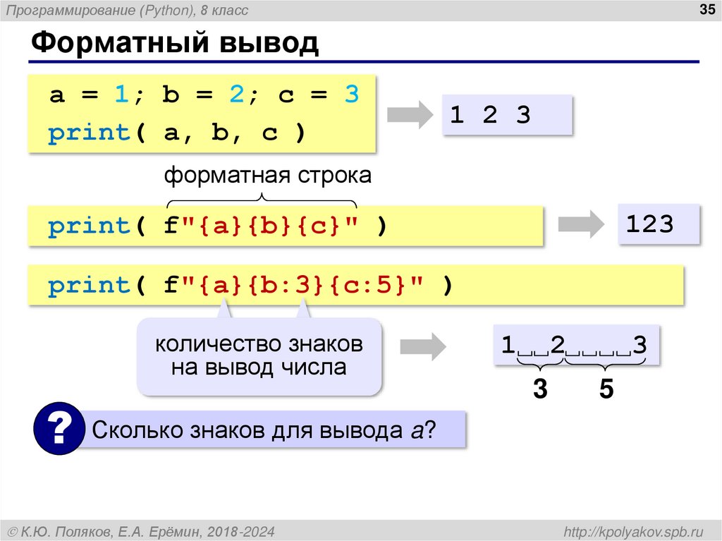 Форматный вывод