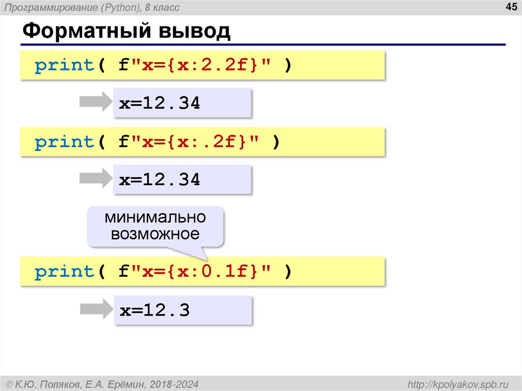 Форматный вывод