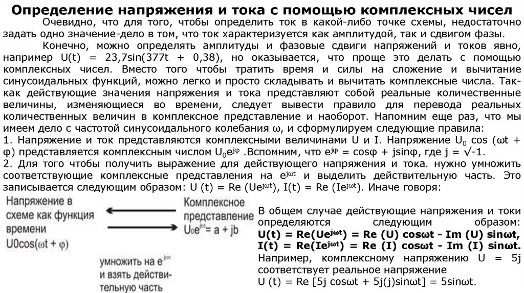 Определение напряжения и тока с помощью комплексных чисел