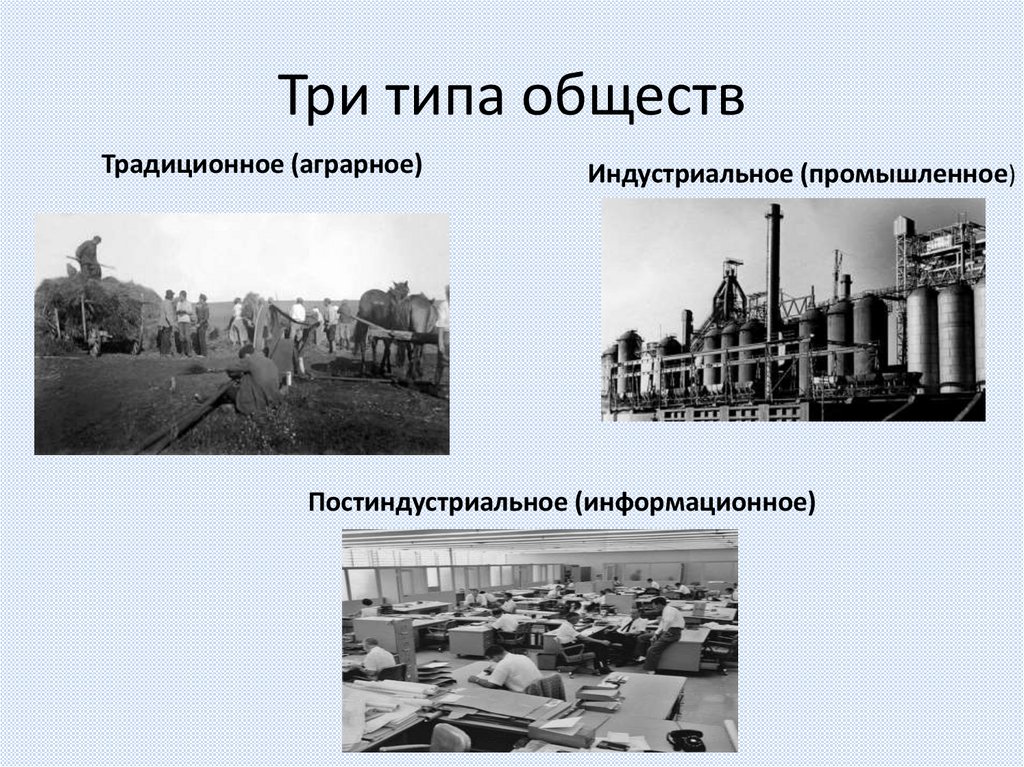 Три типа обществ