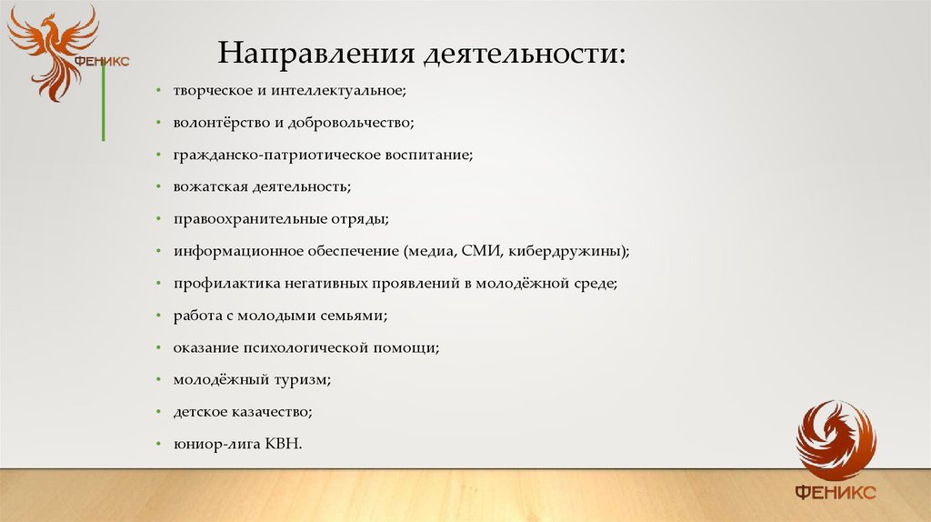 Направления деятельности: