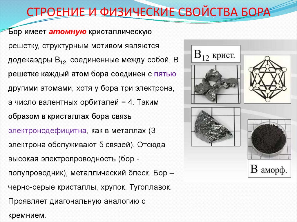 СТРОЕНИЕ И ФИЗИЧЕСКИЕ СВОЙСТВА БОРА