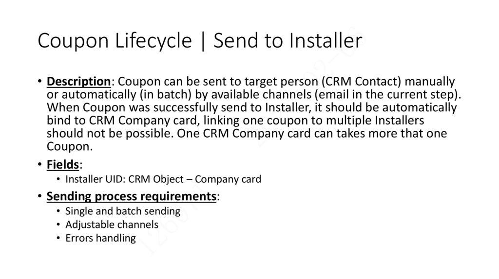Coupon Lifecycle | Send to Installer