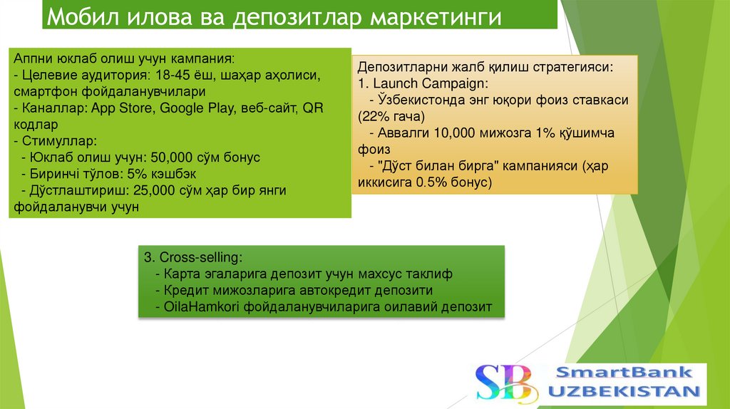 Мобил илова ва депозитлар маркетинги