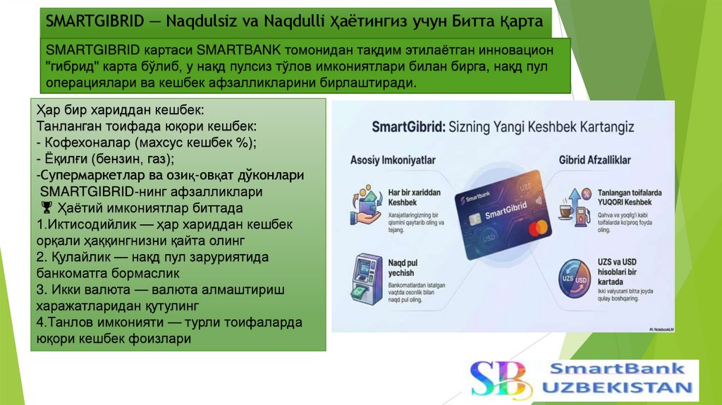 SMARTGIBRID — Naqdulsiz va Naqdulli Ҳаётингиз учун Битта Қарта