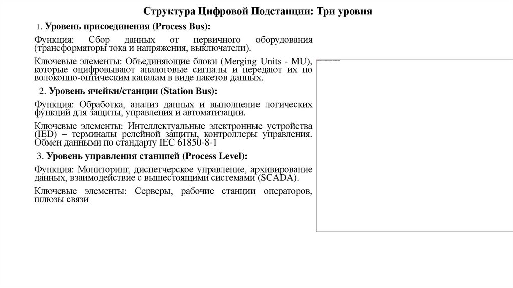 Структура Цифровой Подстанции: Три уровня