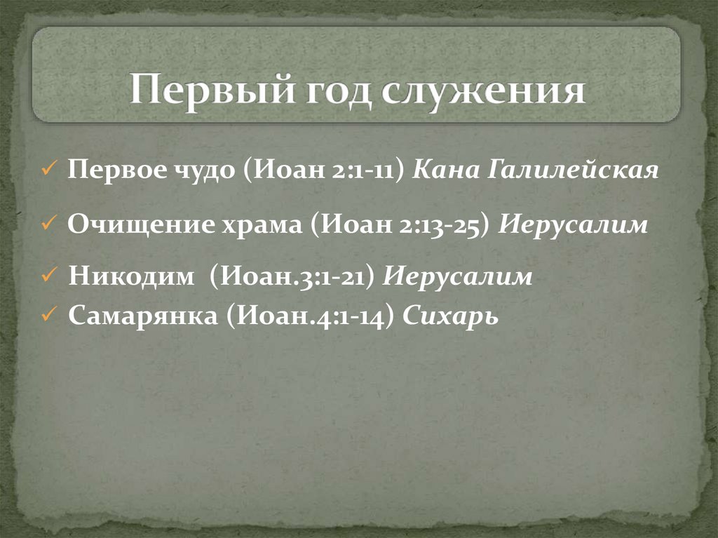 Первый год служения