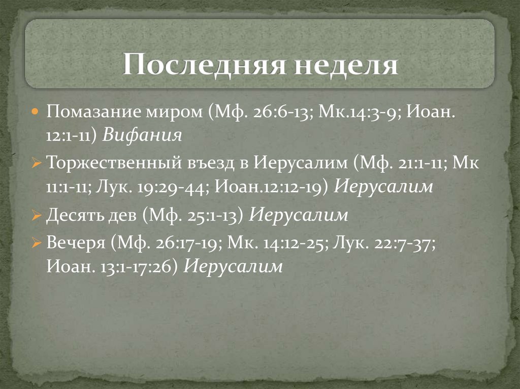 Последняя неделя