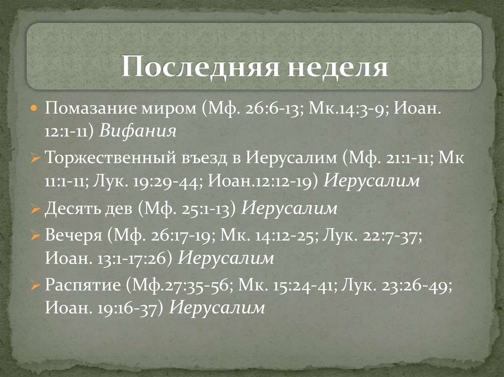 Последняя неделя