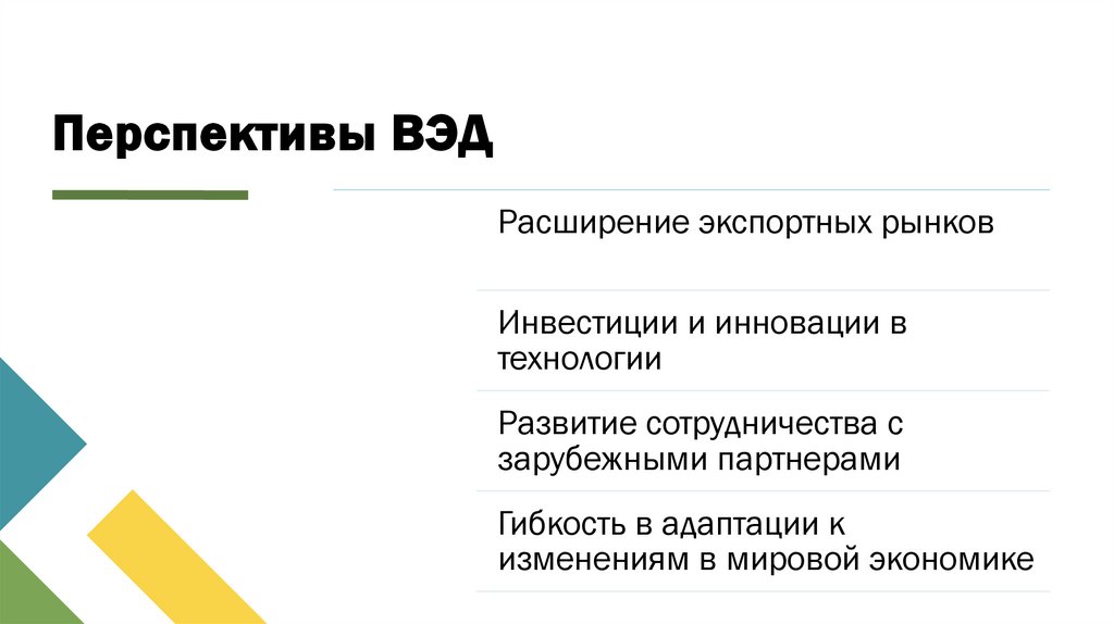 Перспективы ВЭД
